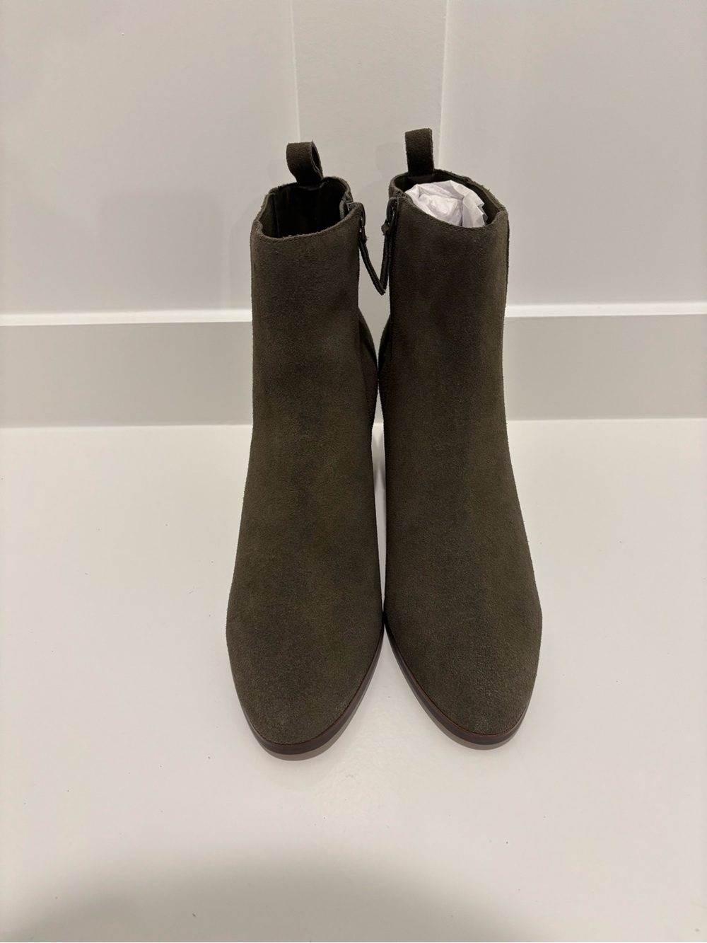 Violet & Red Women’s Suede Ankle Boots in Olive - Classic Zip Boot